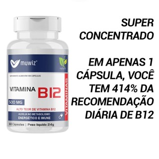Vitamina B12 500mg Concentrado 60 caps Muwiz B 12 Cobalamina