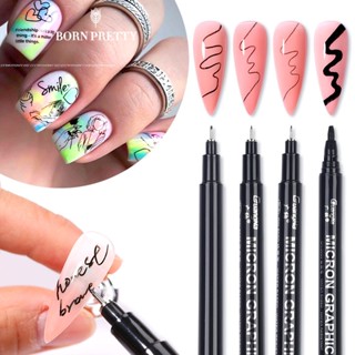 BORN PRETTY Caneta Preta Para Unha Arte Grafite De Unhas 3D De Polimento Linho Manicure Design Ferramentas De Pintura