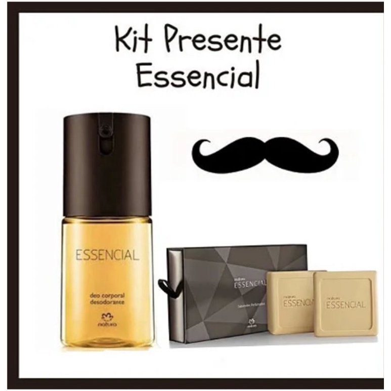 Kit Natura Essencial - Deo corporal desodorante Masculino 100ml + caixa de sabonete em barra com 2 unidades 110g cada