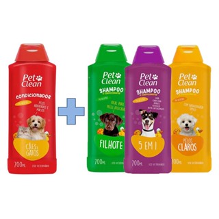 Shampoo + Condicionador 700ml Pet Clean Para Cães Cachorros e Gatos