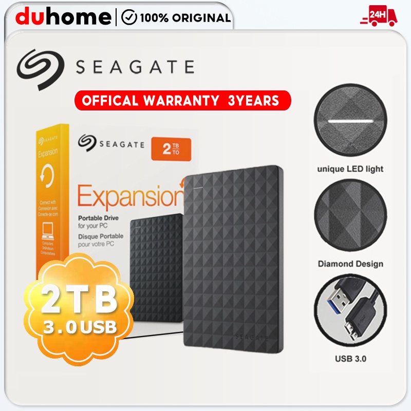 Disco Rígido Preto ORIGINAL SEAGATE 2TB/HDD/USB3.0 HD Externo Para Comput