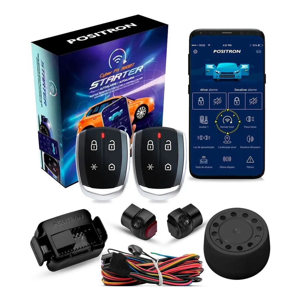 Alarme Carro Positron Cyber Px360bt App + Partida Remota