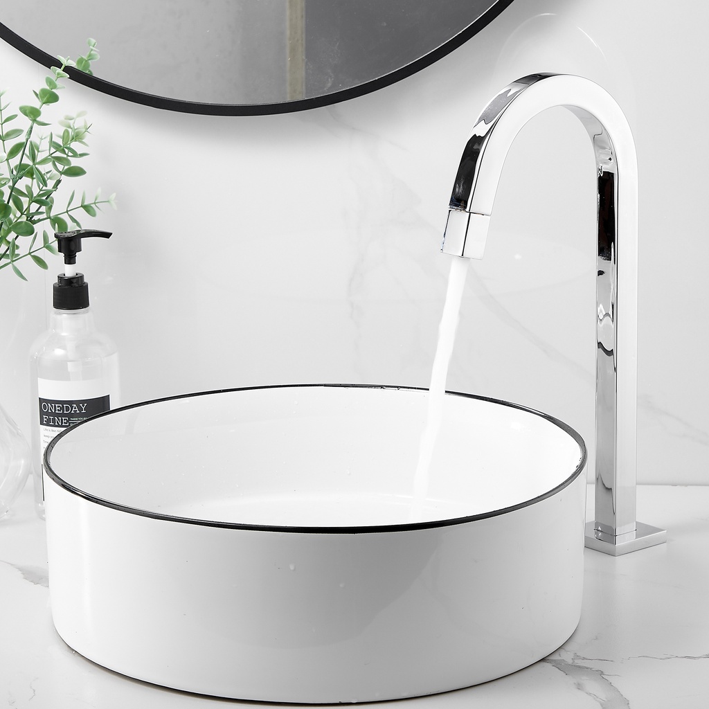 Torneira Bica Alta Luxuosa Cromada Para Pia De Banheiro Metal Água Fria