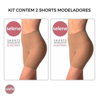 Kit 2 Shorts Modelador Selene Sem Costuras Laterais Compressao Afina Cintura Basicos