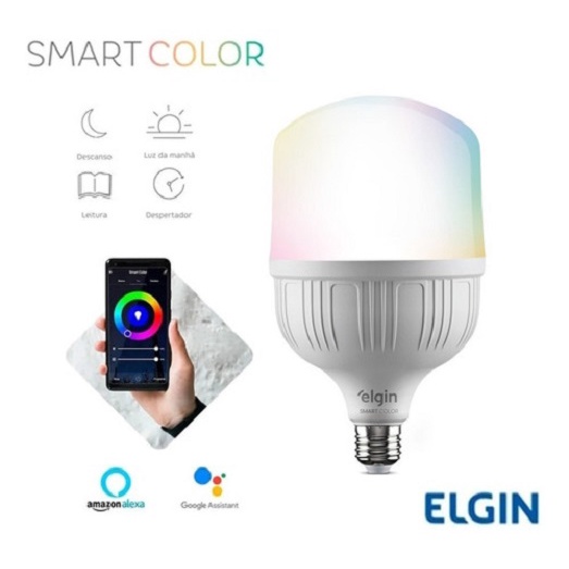 Lampada Led 20w Elgin Smart Color RGB Inteligente Wi-fi