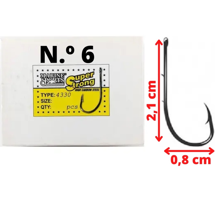 Anzol Para Pesca Super Strong 4330 Aço Nickel Caixa Nº 6 Com 100 Anzóis Marine Sports