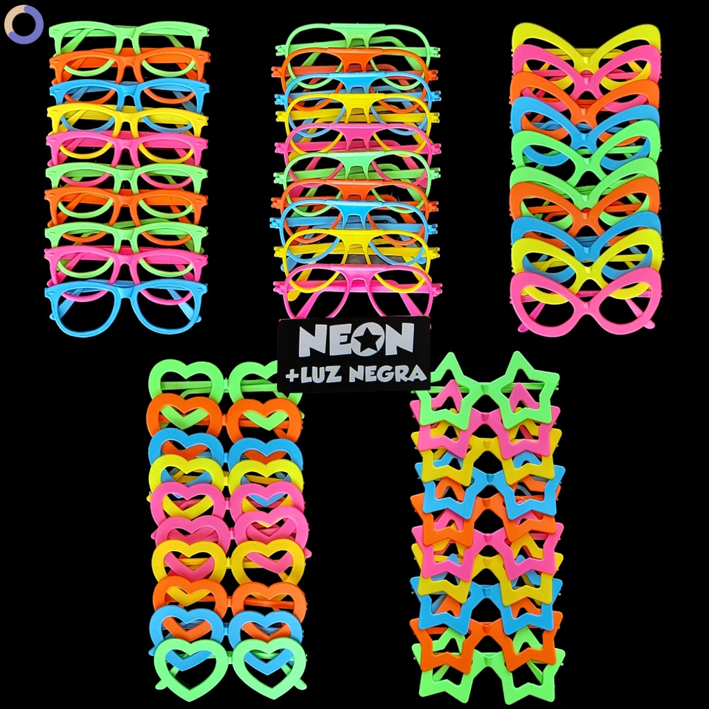Kit 50 Oculos Festa Balada Neon Brilha No Escuro Luz Negra | Shopee Brasil