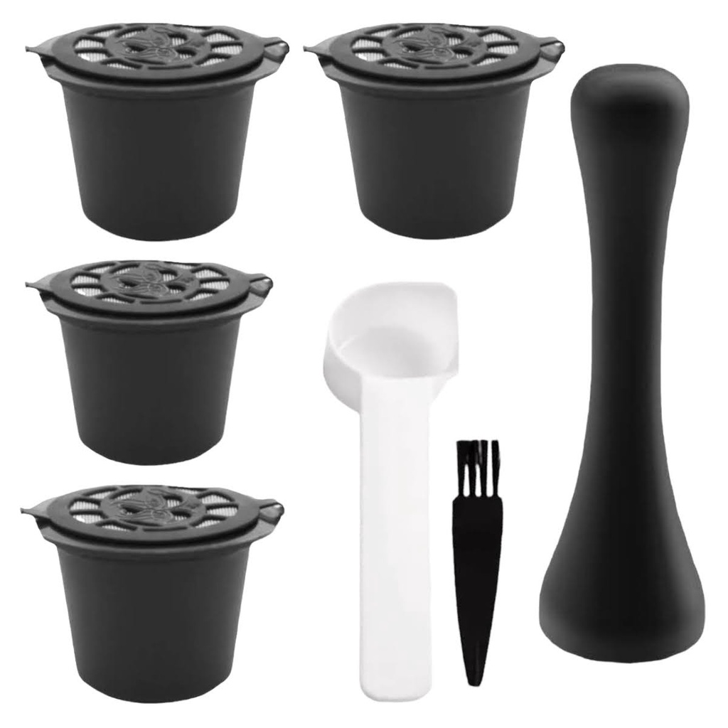 Kit 4 Cápsula + Tamper Nespresso Reutilizável Cafeteira Café Coffee Reciclável