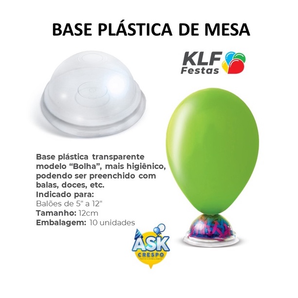 Base de Mesa Transparente KLF (Cúpula) - Pacote com 10 unidades em Oferta na Shopee