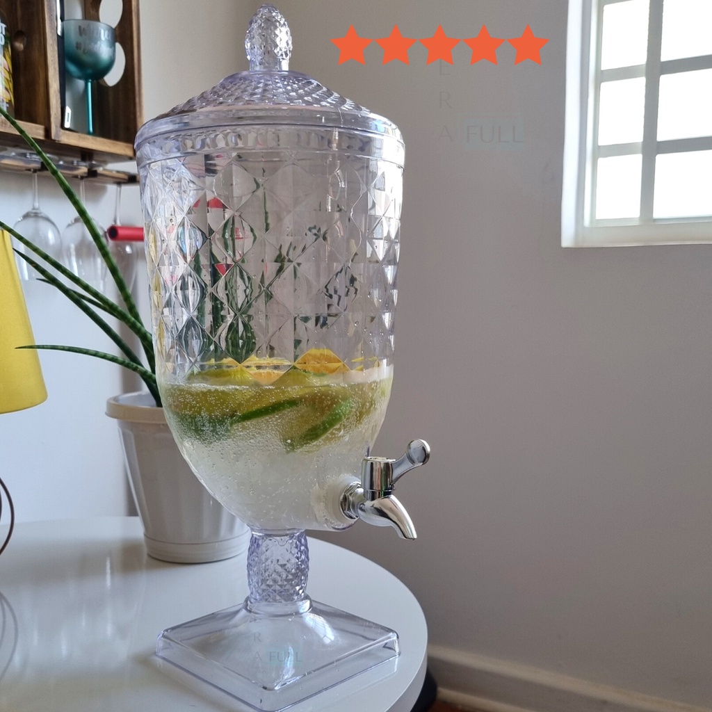 Suqueira em Acrílico Cristal 5 Litros Dispenser C/ Torneira Suporte ...