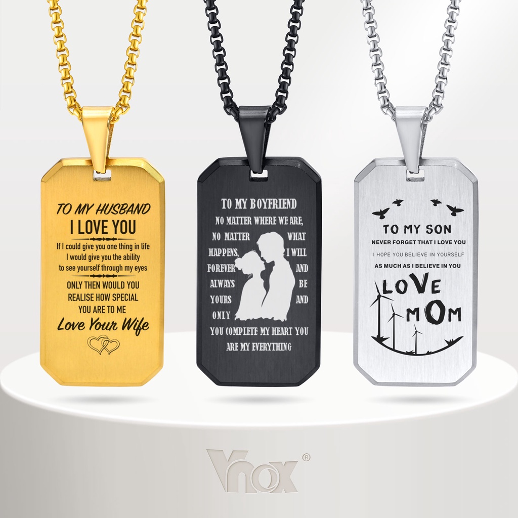 Colar Pingente De Gravação Vnox Free Pendant , Cadeia De Identificação Personalizada Frosting Para Homens , Presente Familiar Namorado