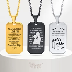 Colar Pingente De Gravação Vnox Free Pendant , Cadeia De Identificação Personalizada Frosting Para Homens , Presente Familiar Namorado