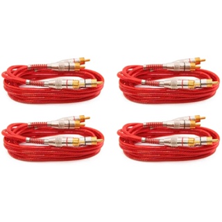 Kit 4 Cabos Rca 1 Metro Dupla Blindagem 1m 5mm Vermelho Plug Banhado a Ouro em Oferta na Shopee