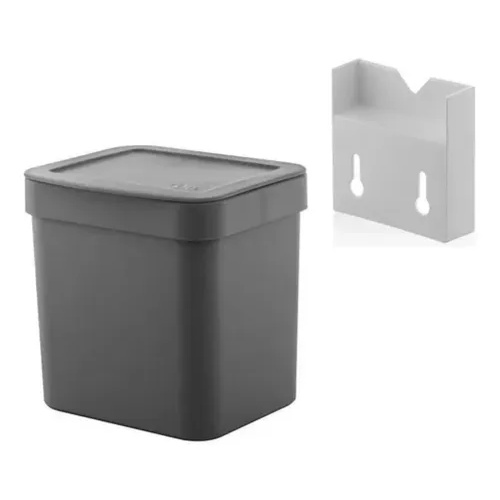 Lixeira 2,5l Com Suporte Fixação De Parede Suspensa Trium