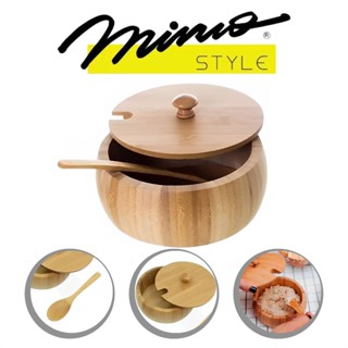 Farinheira Com Tampa Colher De Bambu Sustentável Saleiro Açucareiro Mimo Style