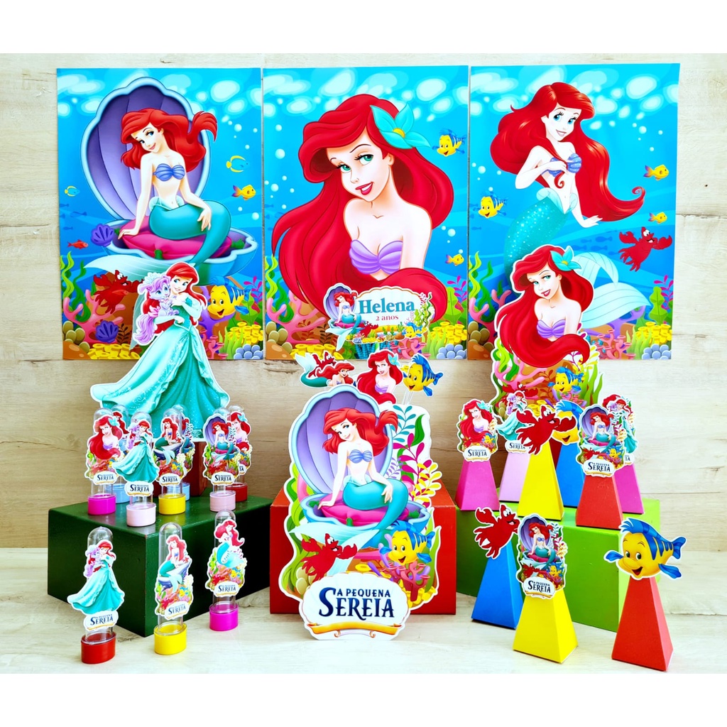 kit festa aniverssario pequena sereia 53-itens