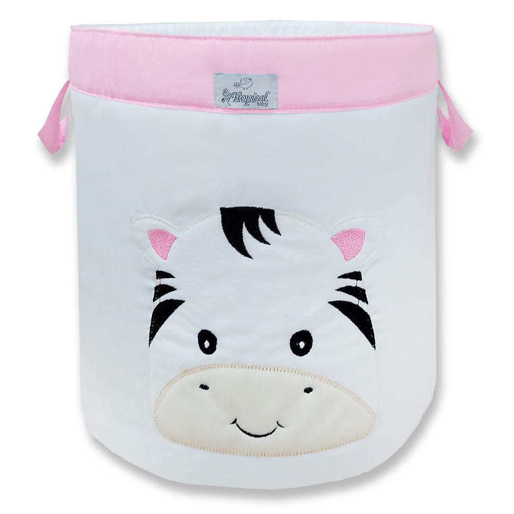 Cesto Organizador Roupa Brinquedo Zebra ROSA BICHOS VARIADOS BORDADO LINDO ORGANIZADOR DE QUARTO