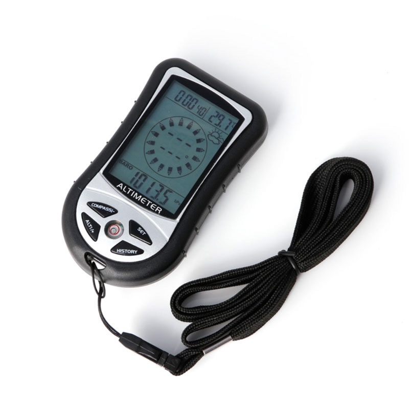 TENB 8 Em 1 Digital LCD Bússola Termo Temperatura Relógio Calendário Barômetro Altímetro