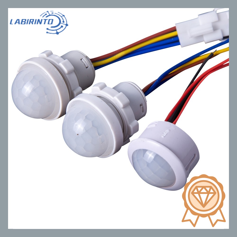 2pcs Interruptor Sensor De Movimento PIR Infravermelho LED De 40mm Com Atraso De Tempo Ajustável