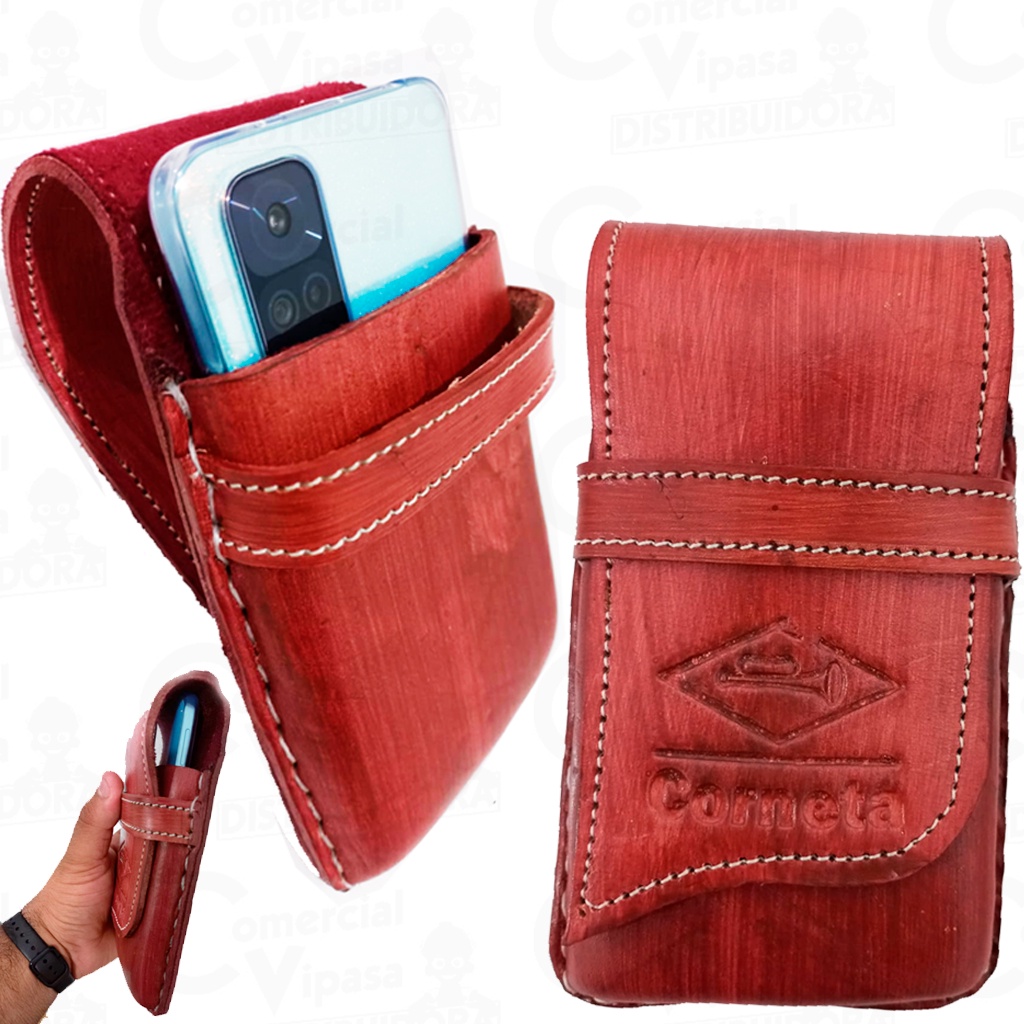 Bainha Capinha Para Celular Smartphone E Iphone Rustico Em Couro Legítimo Corneta Profissional em Oferta na Shopee