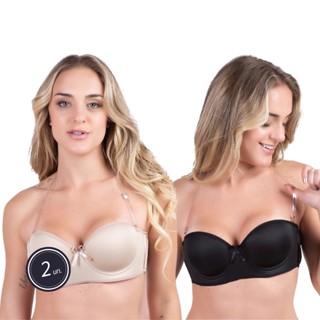 Promoção Kit 2 Sutiãs Meia Taça Alça Silicone Ajustável Removível Multiformas Com Bojo Moda Íntima Feminina Para Revenda 343