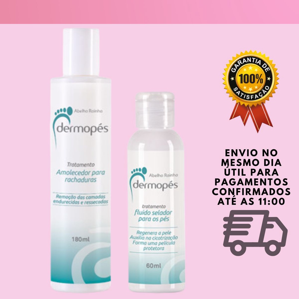 Kit Dermopés tratamento amolecedor para rachaduras 180ml + fluido para os pés 60ml Abelha Rainha