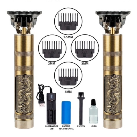 Maquina de Barbear cortar cabelo Aparador Profissional barbeador acabamento Sem Fio Portátil Dragao Buda Dragão