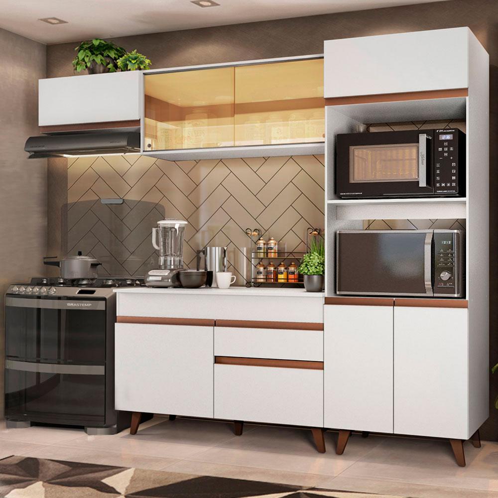 Cozinha Completa Madesa Reims XA260001 com Armário e Balcão - Branco em Oferta na Shopee