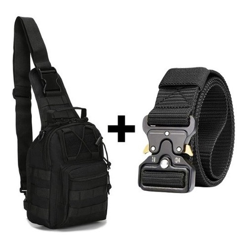 Kit Bolsa Tática Transversal Mochila Peito Com Cinto Engate Rápido Segurança EDC