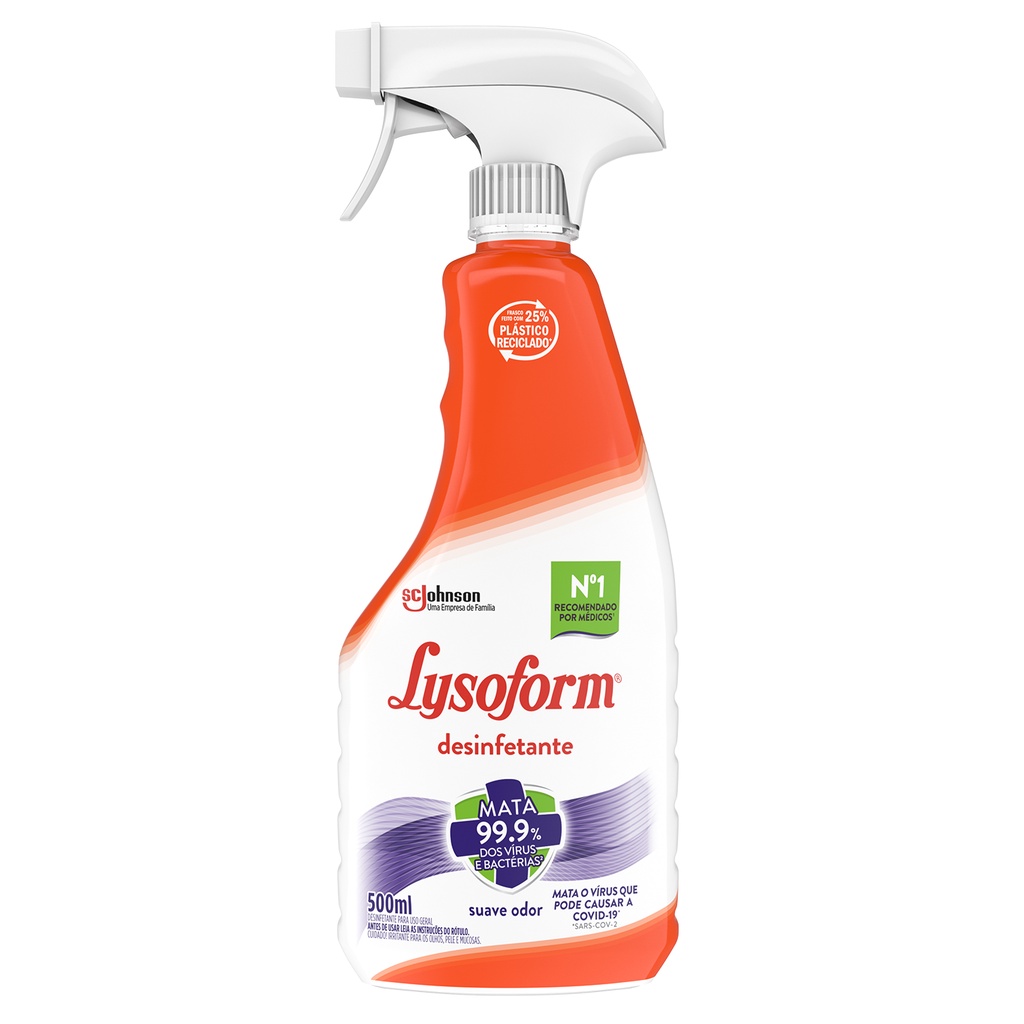 Desinfetante Lysoform Spray c/ Borrifador - 500ml - Uso Geral | Shopee ...