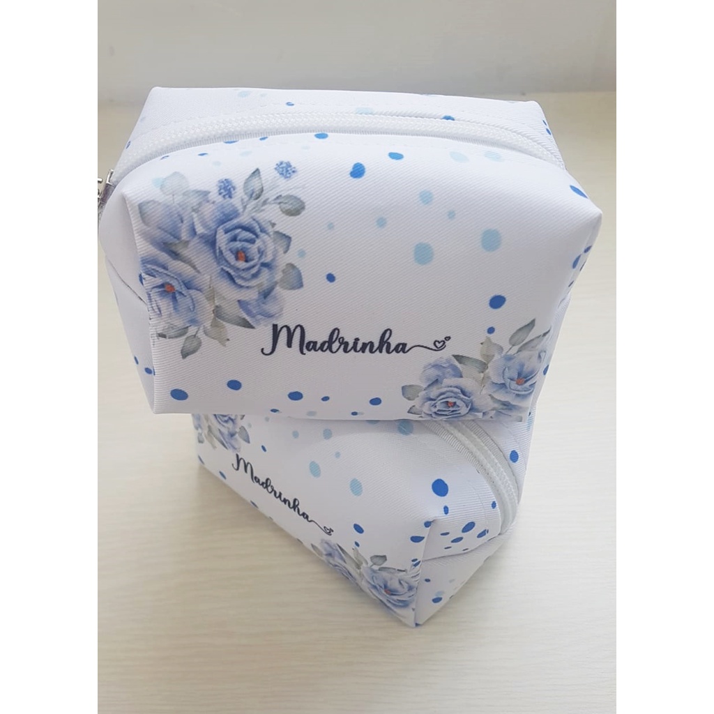 13un Necessaire Casamento Box P Folhagem Azul Serenity. MOD. BOX P
