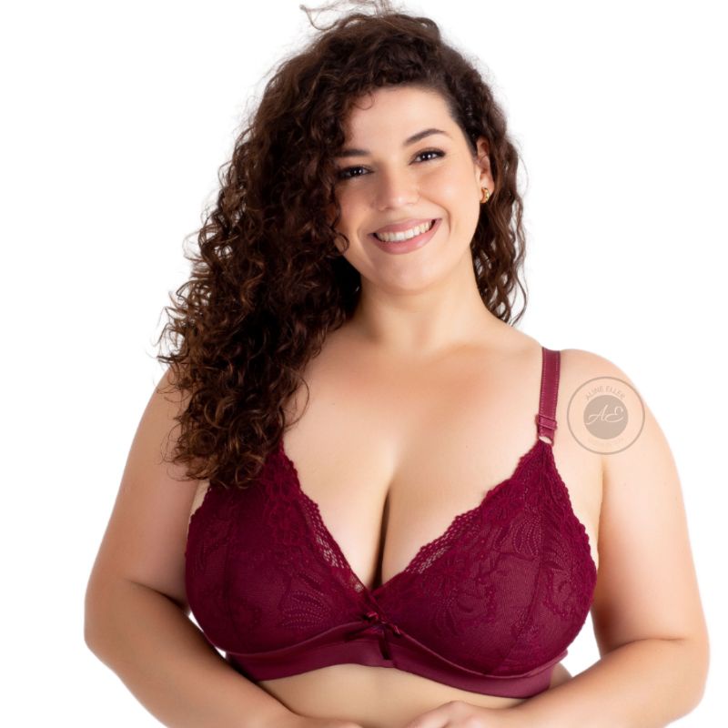 Sutiã reforçado plus size sem bojo com detalhe em renda MARGARETE.