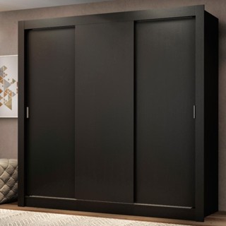 Guarda Roupa Casal Madesa Mônaco 3 Portas de Correr - Preto