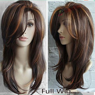 SOFT Fashion Women Ladies No Lace Front Full Wig Multi-colors Partial Bangs Women Wig Long Straight Wig