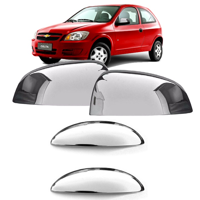 Kit Aplique Cromado Maçaneta E Retrovisor Celta 2p 2007 2008 2009 2010 2011 2012 2013 2014 Até 2015