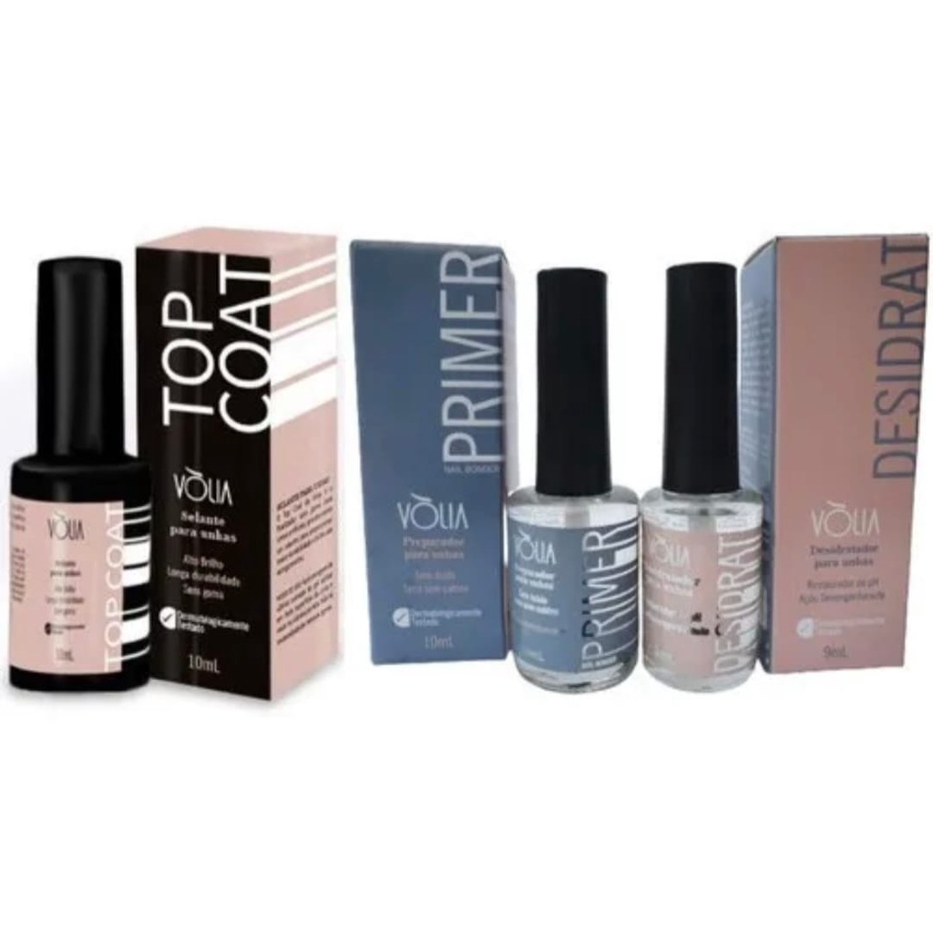Kit Prepraradores Volia Primer + Desidratador + Top Coat Shopee Brasil