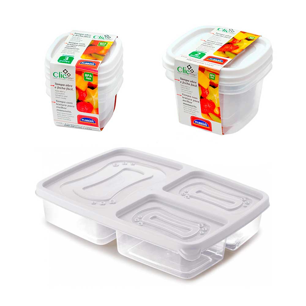 Conjunto 6 potes com tampa porta frios mantimentos alimentos comida fitness frutas vasilha marmita freezer microondas geladeira tapauer tapoer tapuer