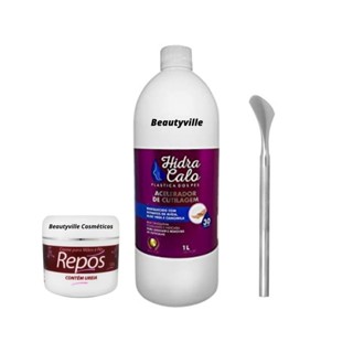 Hidracalo Acelerador Cuticula 1 Litro + Creme Hidratante Ureia 120g Repós + Espatula 222