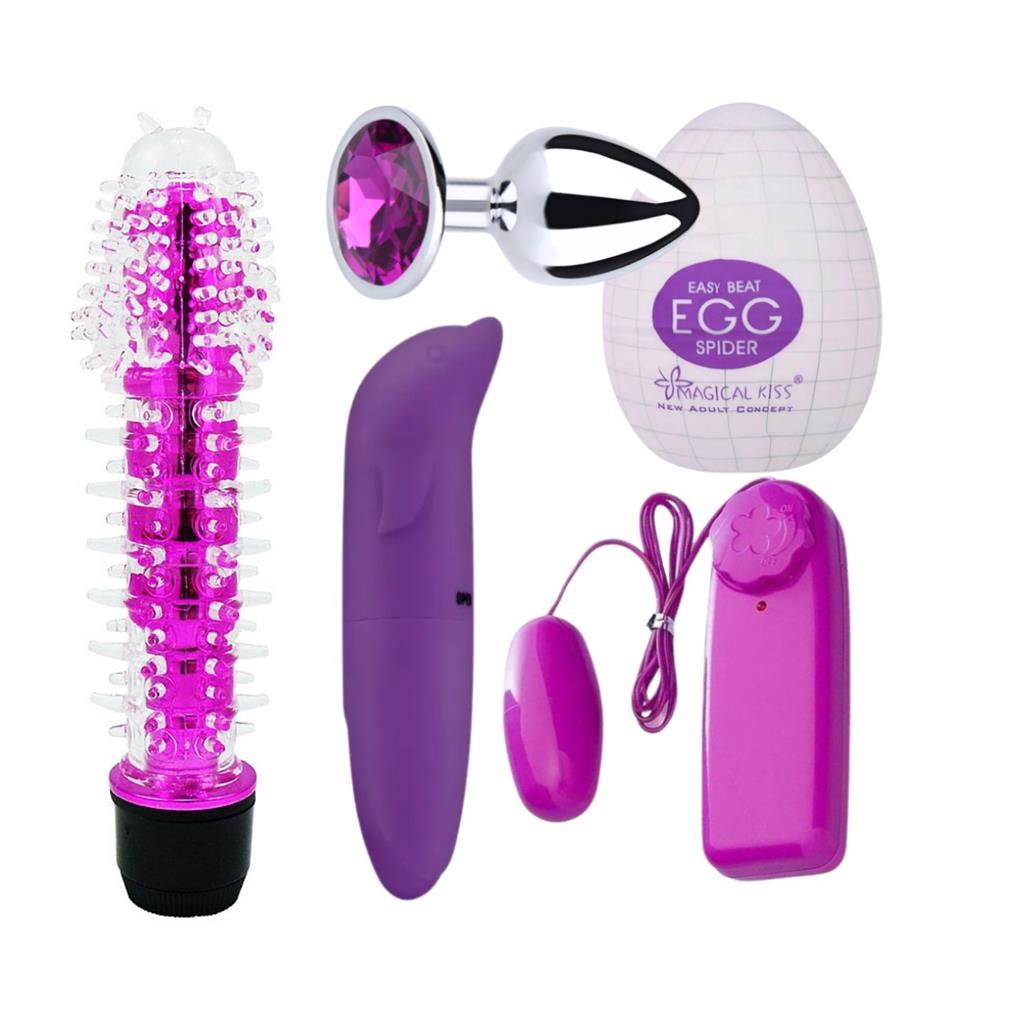 Kit Sex Shop Vibrador Feminino Golfinho Vibro Bullet Vibrador Personal Plug Anal Egg 3073