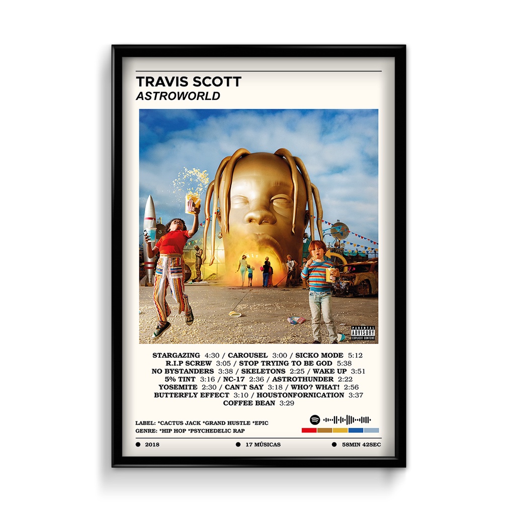 Quadro Decorativo Travis Scott Spotify Interativo Álbum AstroWorld