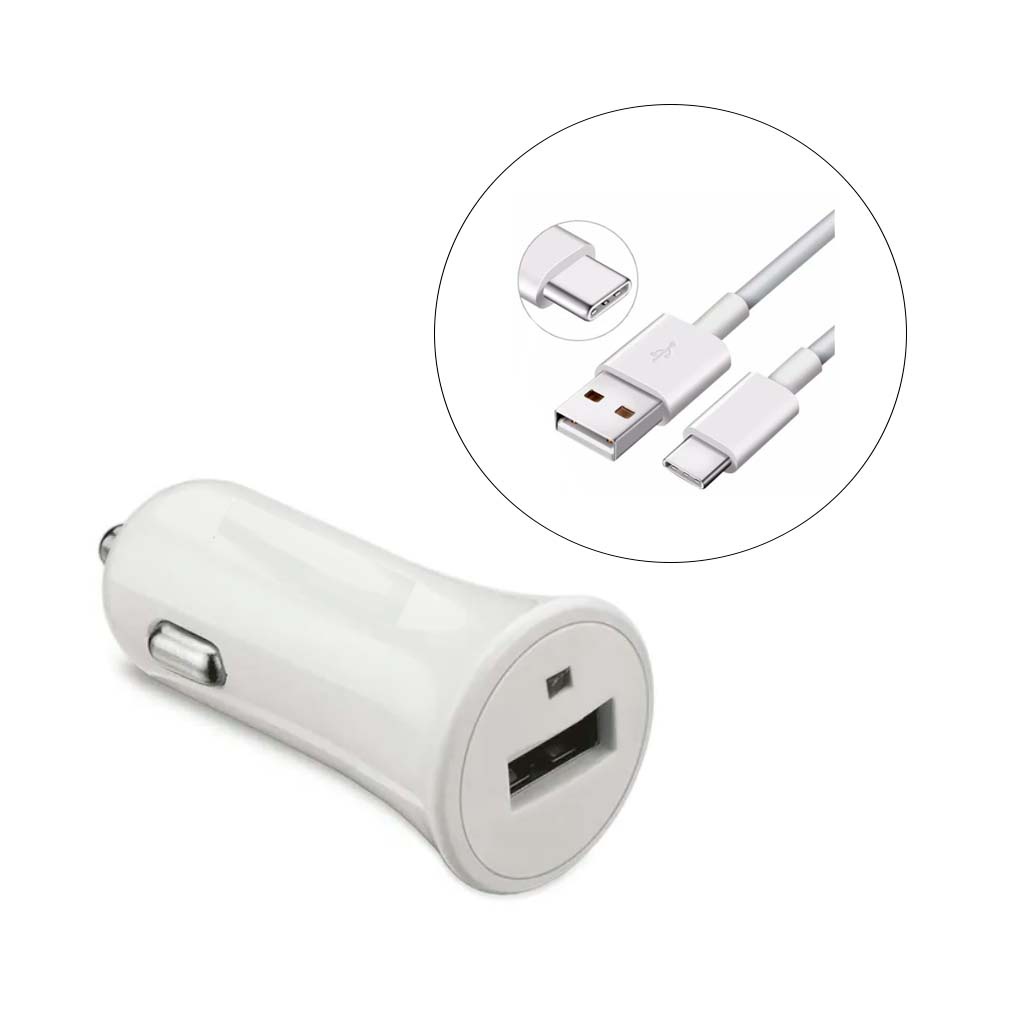 Carregador turbo veicular 1 usb tipo v8 branco carregamento em alta velocidade