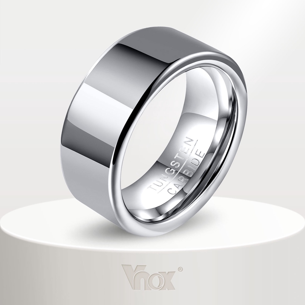 Vnox 8mm Faixas De Casamento Básicas Para Homens , Anel De Tungstênio De Carboneto , Faixa Clássica De Dedo De 2mm , Joias Promessa De Noivado