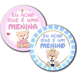 Kit 120 Adesivos selo Chá Revelação Menina ou Menino Eu Acho - Ursinho Chá de bebê - Medida 4x4 em Oferta na Shopee