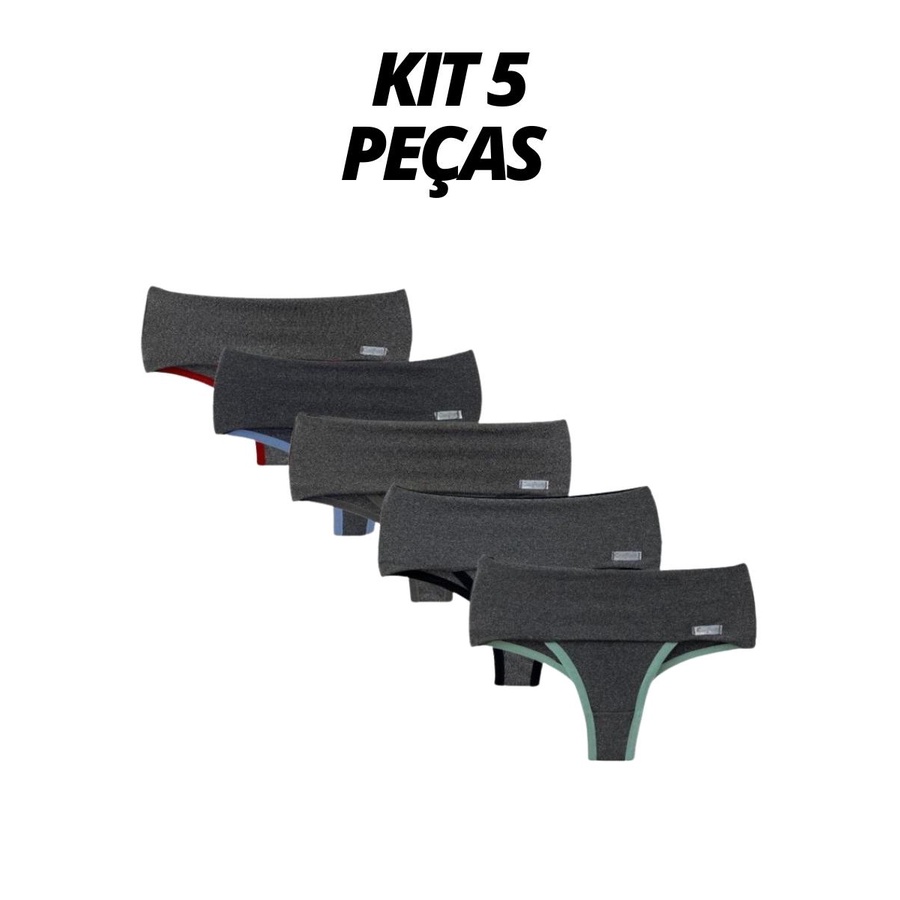 Kit 5 Calcinhas Fitness Seca Barriga Cintura Alta Com Compressão Modeladora Revenda