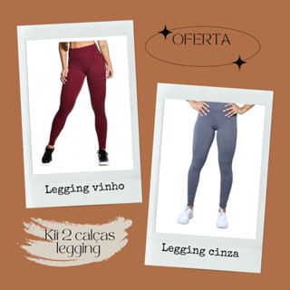 Kit Promoção 2 calças legging leg academia uso diario caminhada pilates super confortavel cintura alta suplex