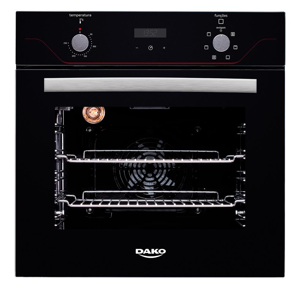 Forno de Embutir Elétrico Preto 60 Litros com Timer Digital Dako Diplomata Grill 220V - Home Appliances