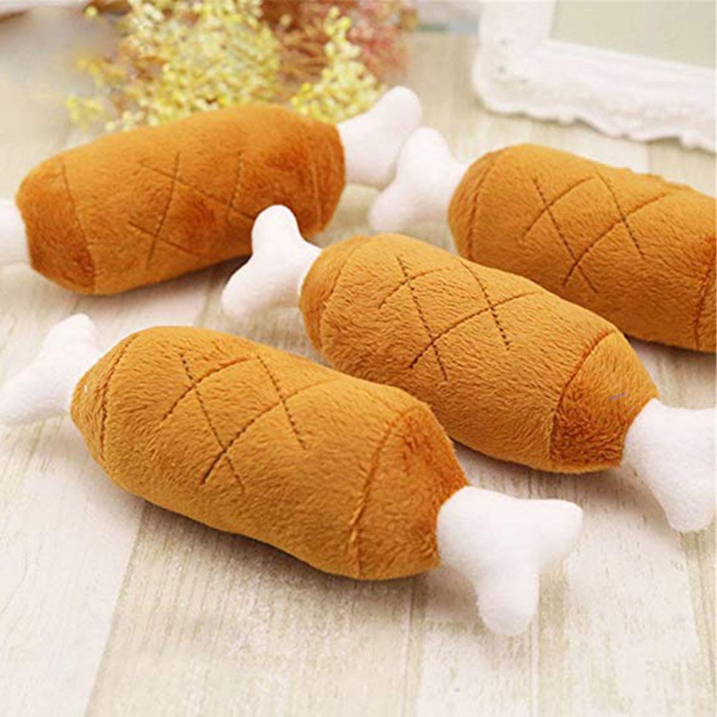 Brinquedo Pet Pelúcia Carne e Osso para Cachorro Cães Mordedor com Apito Som em Oferta na Shopee