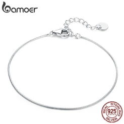 Bamoer Pulseira De Corrente De Cobra Slim Cor Prata Para Mulheres Scb153