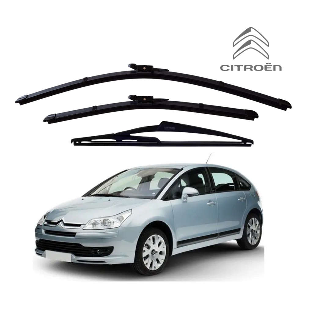 Kit Palheta Limpador Parabrisa Dianteiro + Traseiro Citroen C4 Hatch 2007 2008 2009 2010 2011 2012 2013