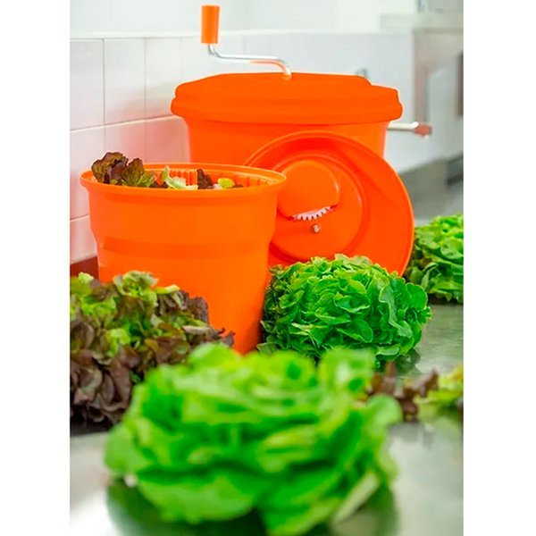 Secador De Saladas E Verduras Centrífuga Manual Profissional Grande Laranja 20 Litros